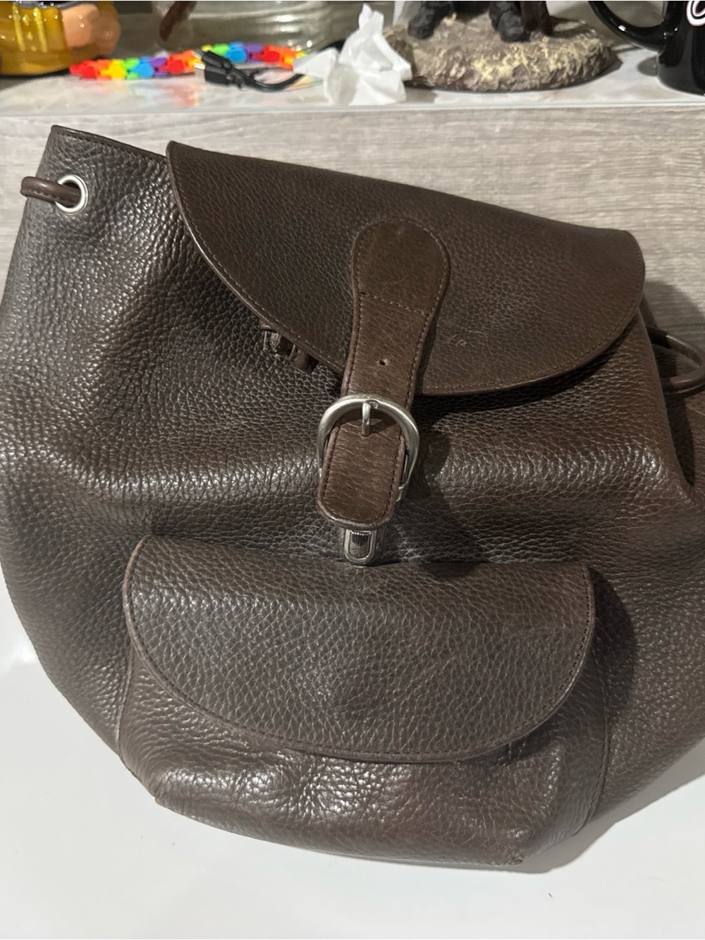 Eddie Bauer vintage Dark Brown Leather Backpack